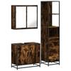 3 Piece Bathroom Furniture Set Smoked Oak Wood Based Material