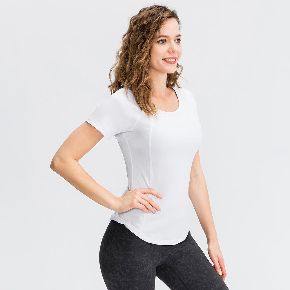Women's Short Sleeve Mesh Yoga T-Shirt – Breathable, Quick-Dry, High Elastic Fitness Wear