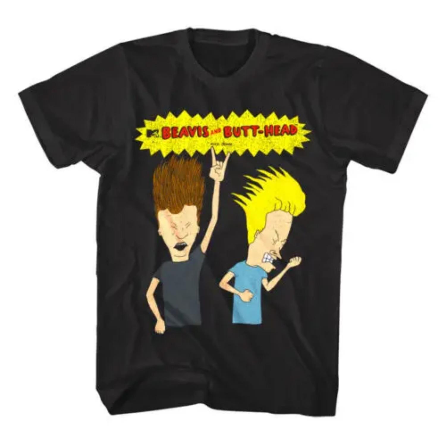 

Beavis and Butthead Wildin Out with Air Guitars Men s T-Shirt Heavy Metal Music S чёрный