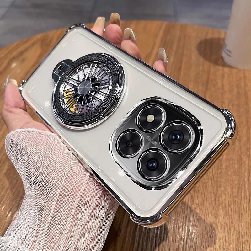 

Чехол-держатель для телефона с гироскопом для Redmi Note 14 Pro Для Xiaomi Redmi Note 14 Pro Plus 5G fundas Прозрачный Противоударный Гальванизированный Чехол для телефона Note 14Pro Plus