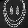 Exaggerated Luxury Zircon Necklace Earrings Set Bridal Wedding Dress Dress Dinner Premium Jewelry Holiday Wear