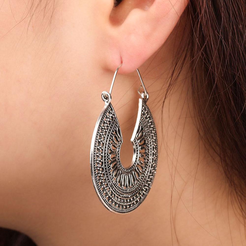 SUMENG 2024 New Vintage Ethnic Hollow Flower Gypsy Dangle Trible Drop Earring for Women Indian Fashion Jewelry Gifts