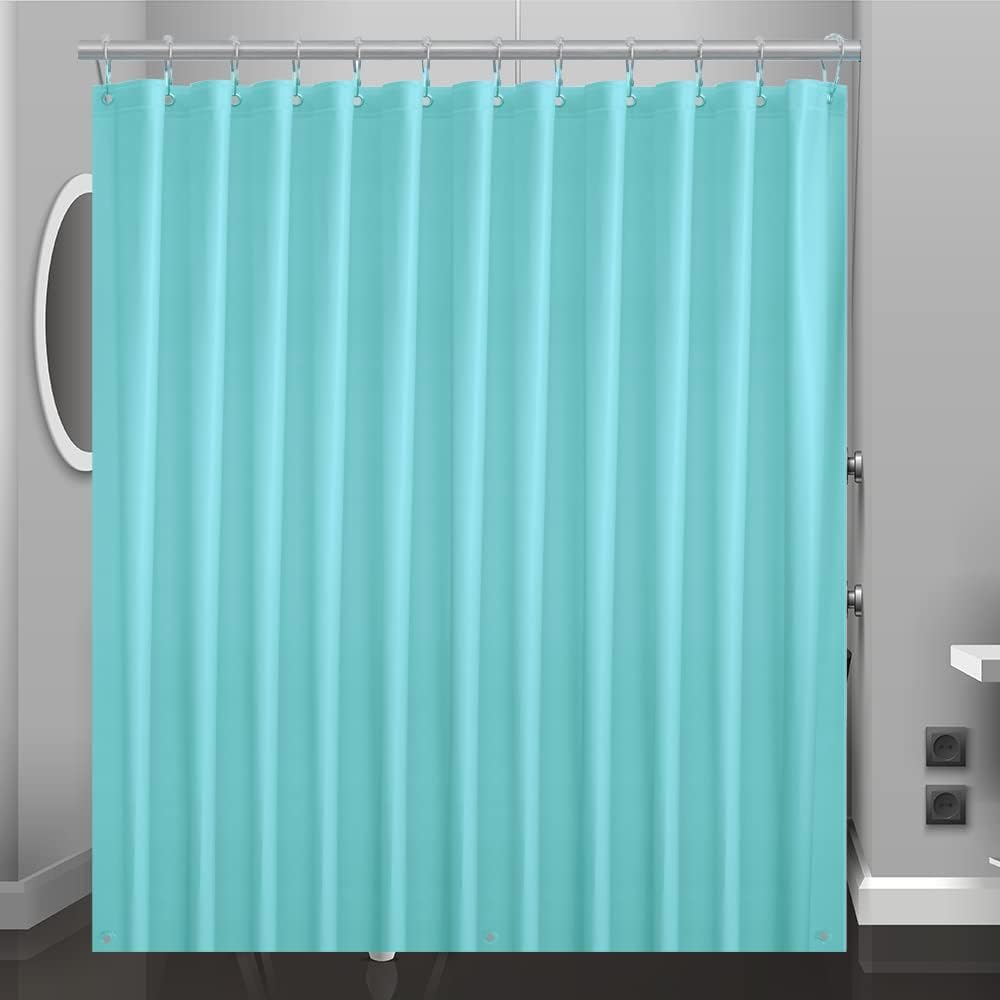 1Pc Light Blue Shower Curtain Liner With Magnets, Plastic Bath Curtain For Bathtub Bathroom, Window Curtain, Home Decor