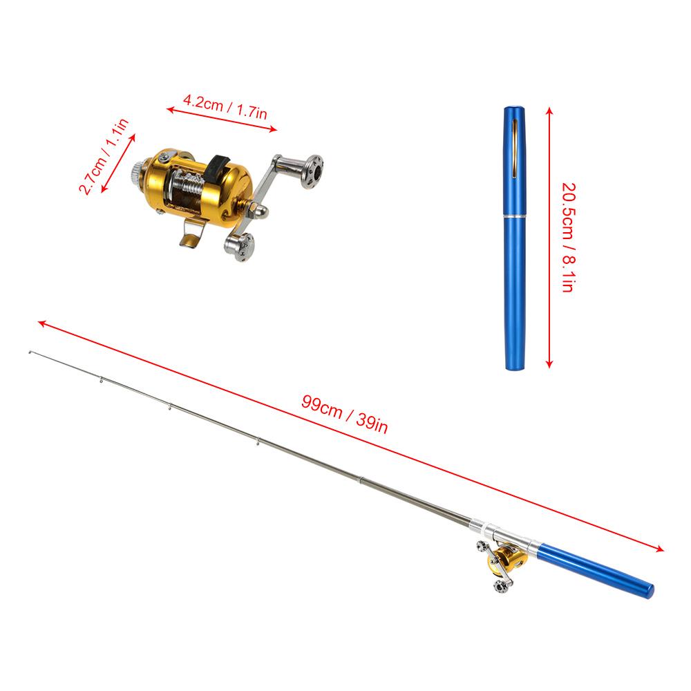 

Набор удилище и катушка для рыбалки Мини телескопическое портативное карманное удилище-ручка и катушка Алюминиевый сплав Леска синий