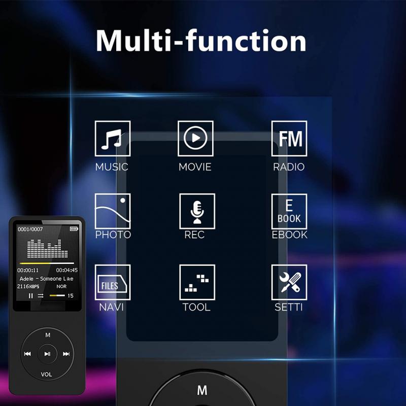 MP3 Player USB Record 1.8inch Screen Media Lossless Portable Sports Music Player