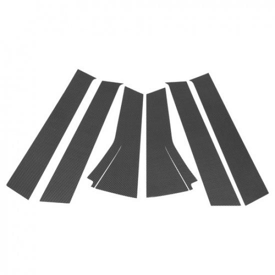 6 Pcs Door Pillar Window Trim for Honda Fit 2013- Carbon Fiber Pattern Black