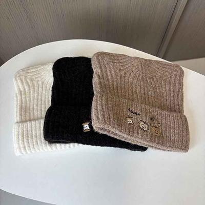 Ji Cute Embroidered Apple Knitted Hat Student Thickened Warm Ear Protector Pullover Hat Women'S Versatile Wool Hat
