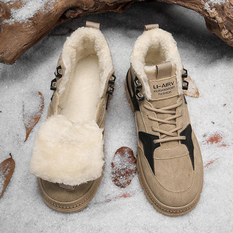 Men's Shoes Autumn and Winter New Velvet Martin Boots Men's Trendy Fashion Thick-soled High-top Leather Boots Work Overalls Boots