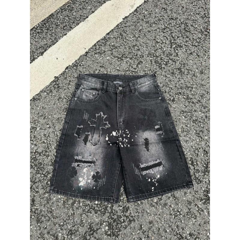 Vintage gewaschene Jeans-Shorts mit Metallakzenten Unisex Straight Fit Punk-Stil Baumwollmischung