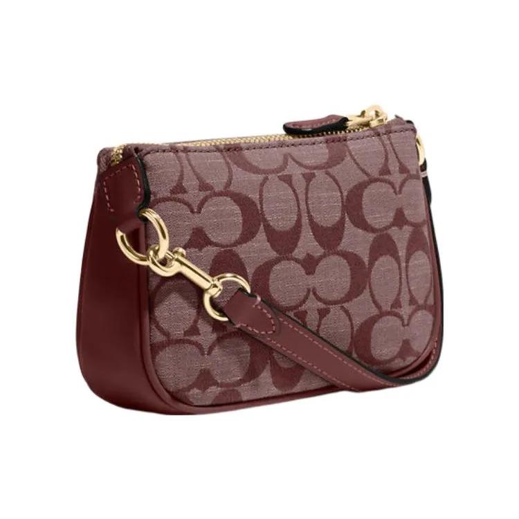 COACH Nolita Canvas Leather Handbag Clutch Mini Women's Burgundy (Unisex) Clutches CI027 IMMZI
