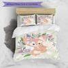 Fox Flowers Design Bed Bedding Set 1 Duvet Cover + 2 Pillowcases Soft Breathable Household Bed Linens