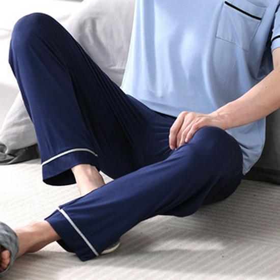 Men’s Plus Size Ice Silk Modal Pajama Pants - Casual, Loose, Long, One Piece