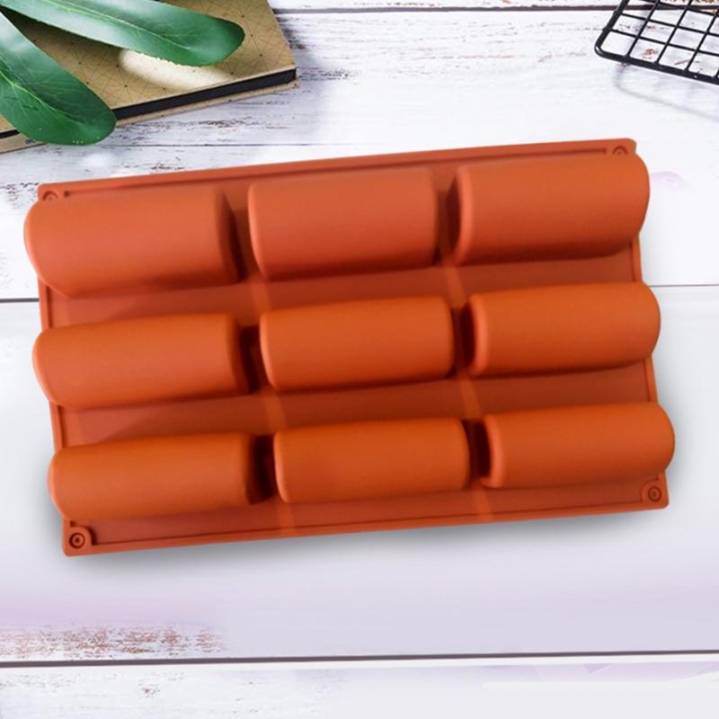 9 Cells DIY Fondant Mousse Cake Silicone Moulds Candy Chocolate Gumpaste Moulds Semi-Cylindrical Strip Shaped Cake Trays