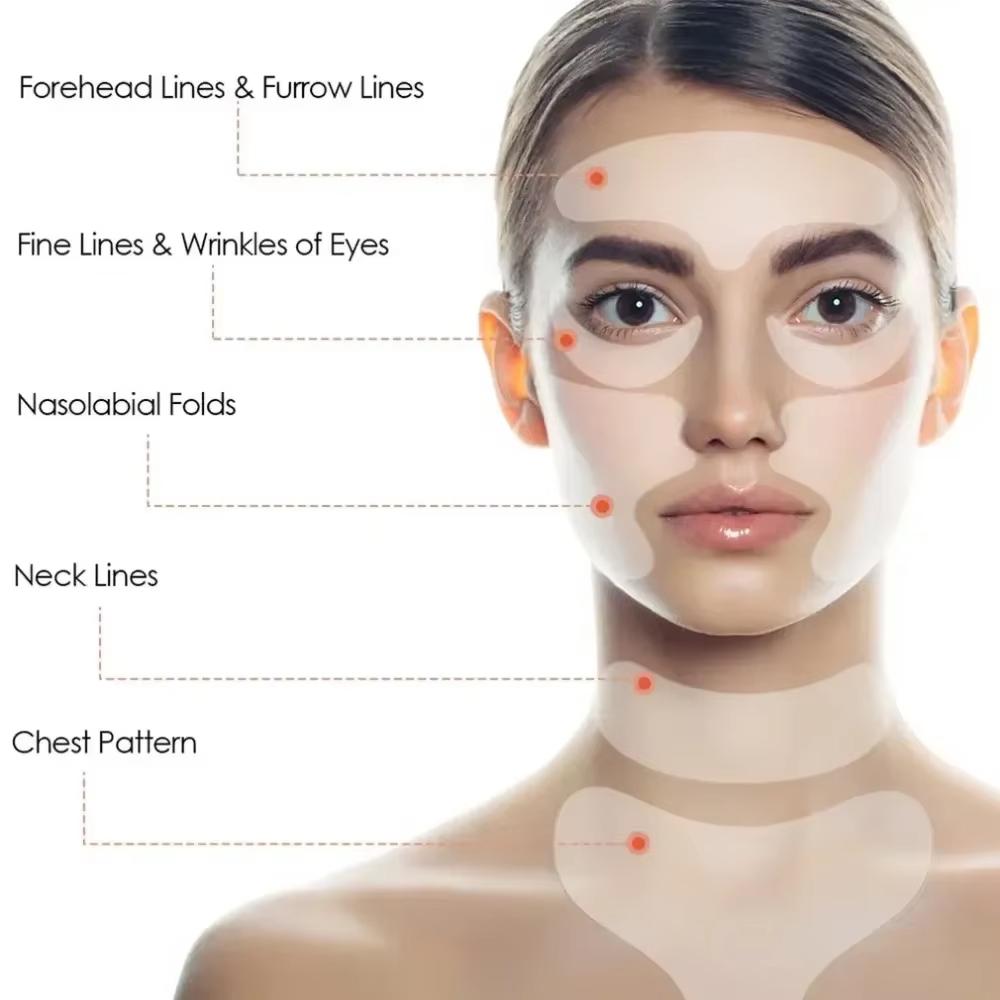 Wiederverwendbare Silikon-Faltenentfernungsaufkleber Anti-Falten-Pads Anti-Aging-Haut Gesichtsstraffungs-Pflaster Gesicht Stirn Hals Augenaufkleber