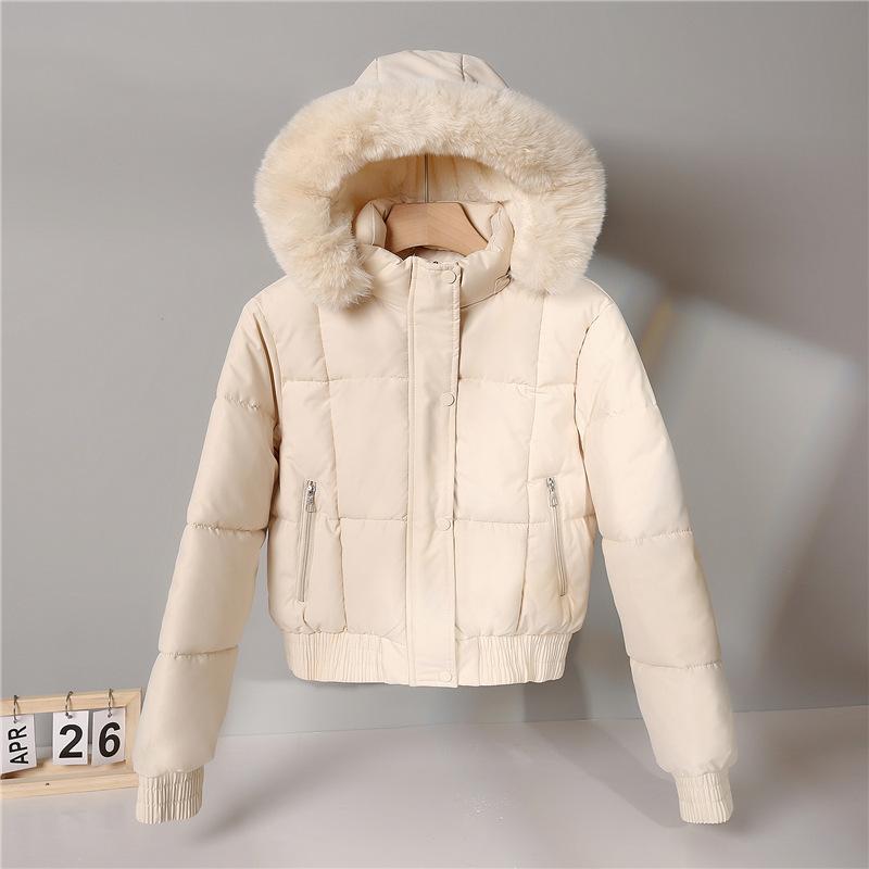 

New winter cotton-padded clothes women s fleece thickened fashion cotton-padded jackets small hooded short long-sleeved cotton-padded jackets M