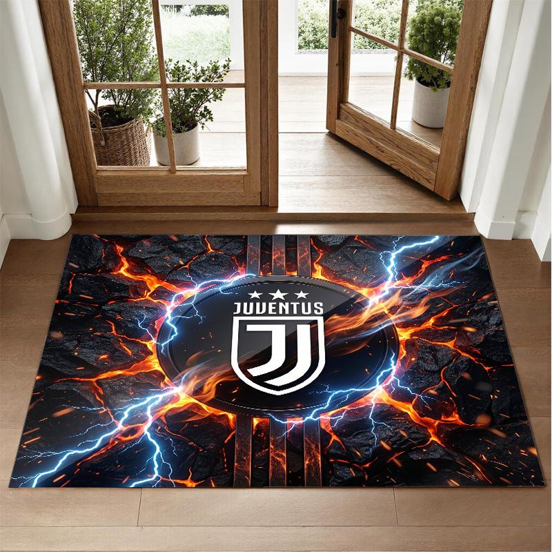 Juventus FC Design Crystal Velvet Rug Soft Decorative Mat for Bedroom Entrance
