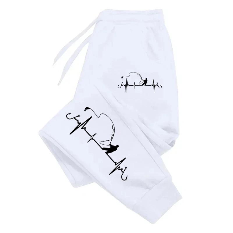 2025 Men Women Sports Pants Fishing Hook Printed Sports Loose Warm Pants Casual Fitness Pants Pocket Drawstring Sportswear