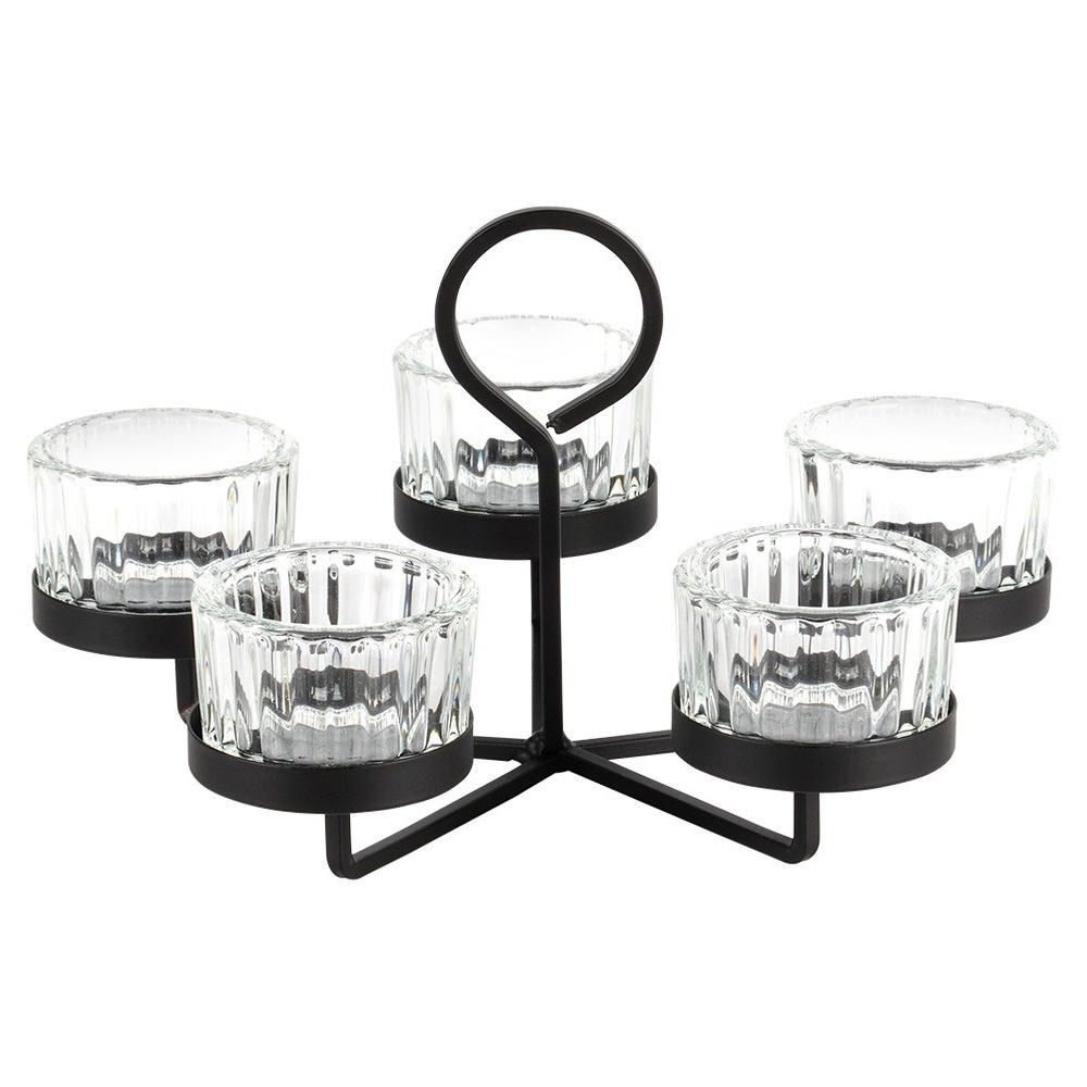 Black Metal Candle Holder Tealight Candle Stand Decorative Table