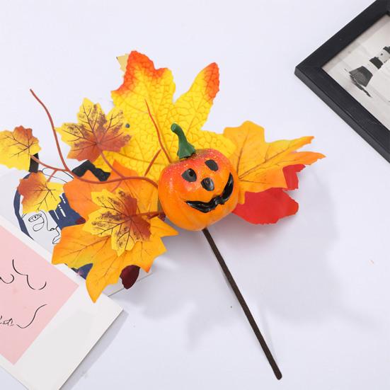 Fake Maple Leaf Long Lasting Easy To Maintain Artificial Pumpkins Maple Leaf for Harvest Thanksgiving Halloween Parties