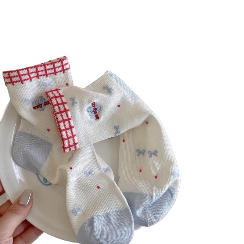 Cute Cartoon Boneless Socks for Children - Mid-length Short Socks for Spring and Summer, Lightweight Cotton Socks with Lace Trim