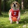Dog Basketball Player Costume Funny Outfit with 3D Ball Cute Pet Basketball Apparel for Cosplay Photoshoot Festive Costume