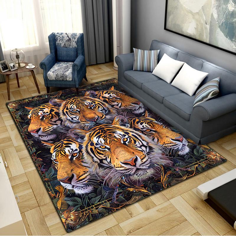 Vintage Tiger Carpet Rug for Living Room Bedroom Home Sofa Decoration,Kids play Non-slip Floor Mat