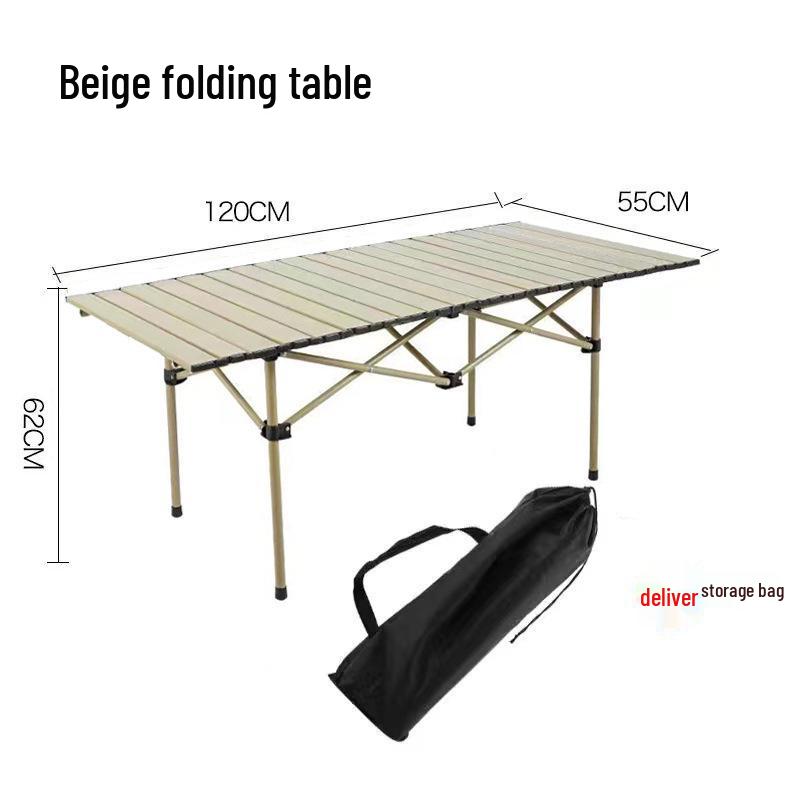 Portable Metal Roll-Up Folding Table for Camping, Picnic, and BBQ