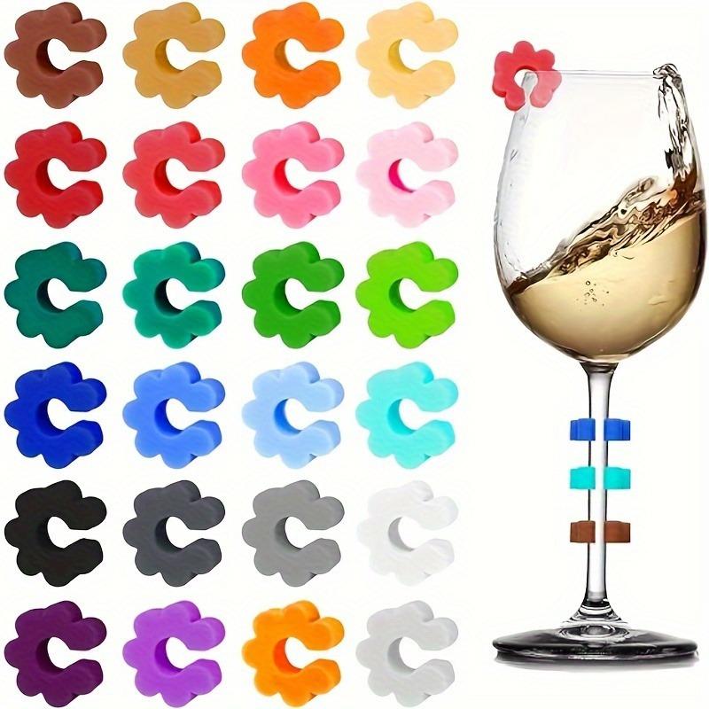 Marcatori in Silicone per Calici da Vino, Etichette Identificative Colorate per Feste, da Usare per Calici da Vino, Birra, Cocktail - Ideali per Casa e Bar