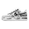 Air Force 1 Cuero de Vaca Desgastado Dream Resistente a la Abrasión Zapatillas de Skate de Caña Baja Unisex Negro Blanco CW2288-111(Equipo997-)