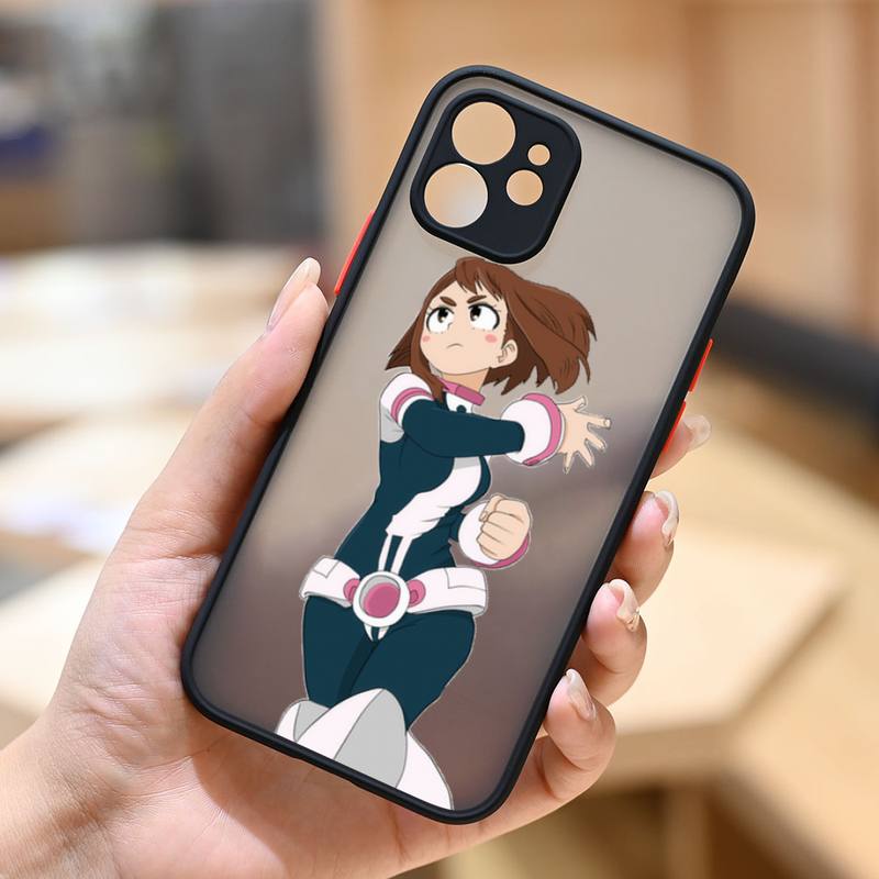 Ochaco Uraraka My Hero Academia Anime Phone Case Matte Transparent  For Iphone 7 8 11 12 13 Plus Mini X Xs Xr Pro Max Cover