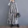 New Large Size Loose Thin Fashion Long-sleeved Printed Dresses