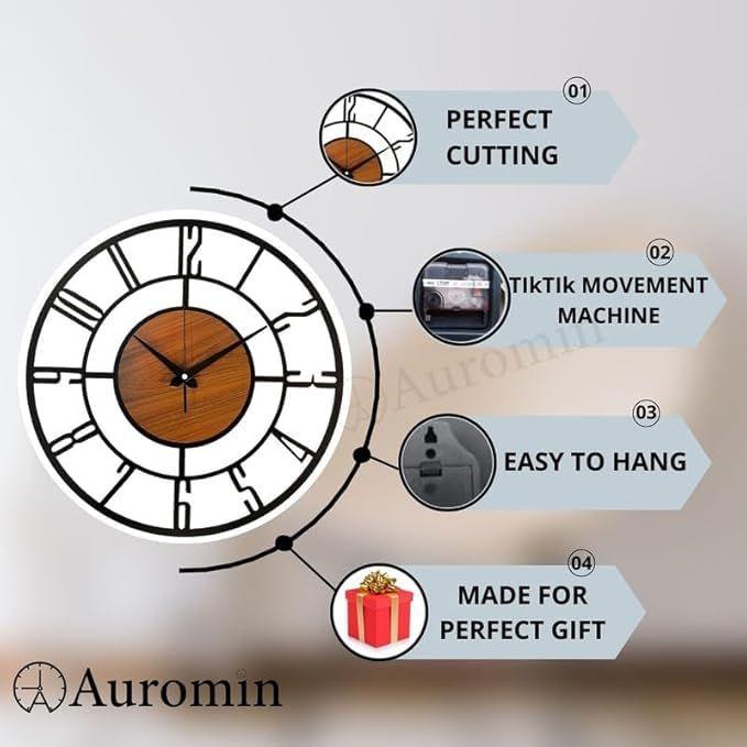 Metal Wall Clock for Living Room, , Hall, Kitchen, Office | Modern Wall Watch for Home Decor | Big Size Hanging Wall Clock | Battery Operated Clock