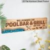 2D Flat, 1pc German Welcome To The Pool Bar & Grill Sign - Vintage Aluminium Decorative Sign Suitable for Home Porch, Backyard Patio, Poolside Grill