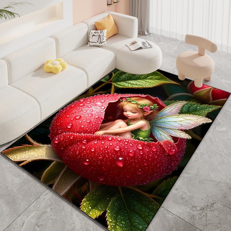 

Flower Fairy Cottage Fairy Tale Pattern Carpet for Living Room Bedroom Sofa Home Decor Non-slip Floor Mat Luxury Gift Large Size 40x60cm