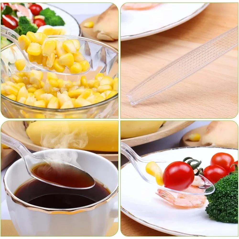 100 Stück Einweg-Plastiklöffel Plastikbesteck Klar Teelöffel Einweggeschirr für Dessert Eis Partyzubehör