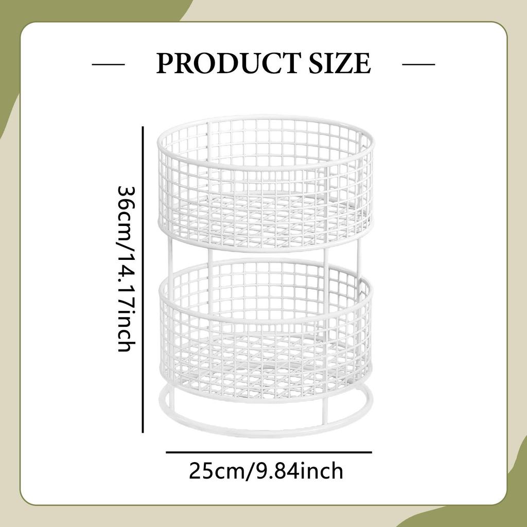 Metal Wire Storage Basket Countertop Organizer Shelf Space Saving Double Layer