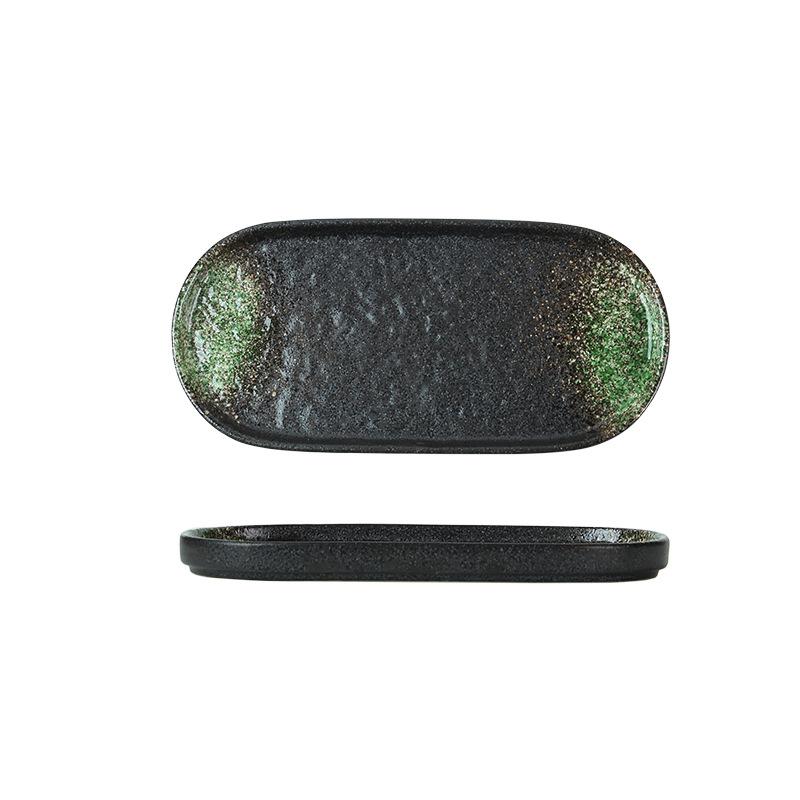 2024 New Product: Stone Sushi Plate, Japanese Ceramic Oval Strip Plate, Grill Plate, Tray, Simple Dim Sum Tray