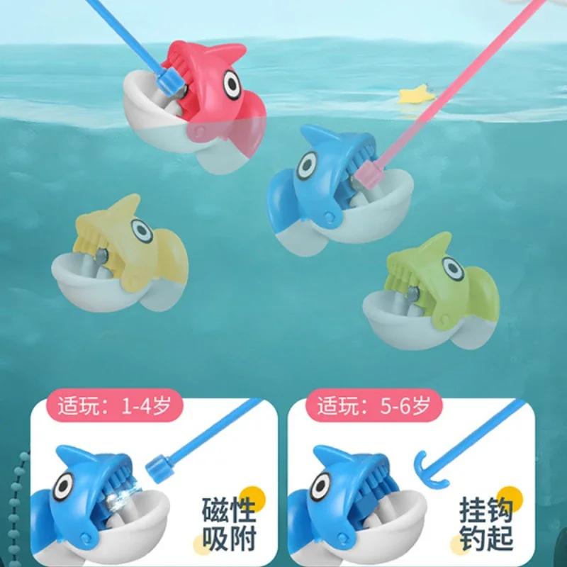 Magnetic Fishing Toys Fish and Rod with Magnetic Rotating Fishing Game with Music Red and Blue Color Optional Size Optional