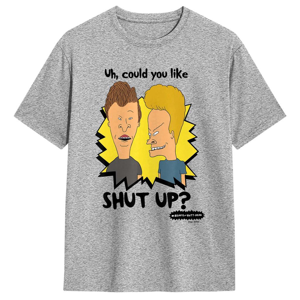 Unique Beavis and ButtHead Shut Up TShirt for Men Round Neck Cotton T Shirts Short Sleeve Tees Classic Tops