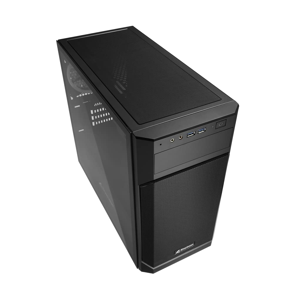 Sharkoon V1000W RGB Micro Tower PC Case, Micro-ATXMini-ITX Compatible, Features 3 X 120mm ARGB Fans, 1 X 5.25-inch Bay, Tempered Glass Side Panel,