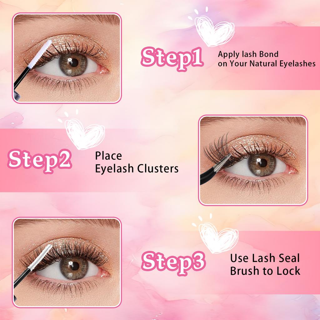 Natural Dense C-Song Single Cluster False Eyelashes 10-16Mm Mixed Diy Segmented Multi-Hair Eyelashes