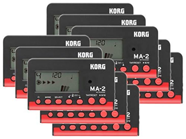 KORG MA-2 Metronome, Black & Red (MA-2-BKRD), Set of 10