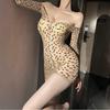 Sex Underwear Pure Desire Leopard Print Hip Skirt Temptation One Word Shoulder Exposed Chest Show Big Sex Uniform Free