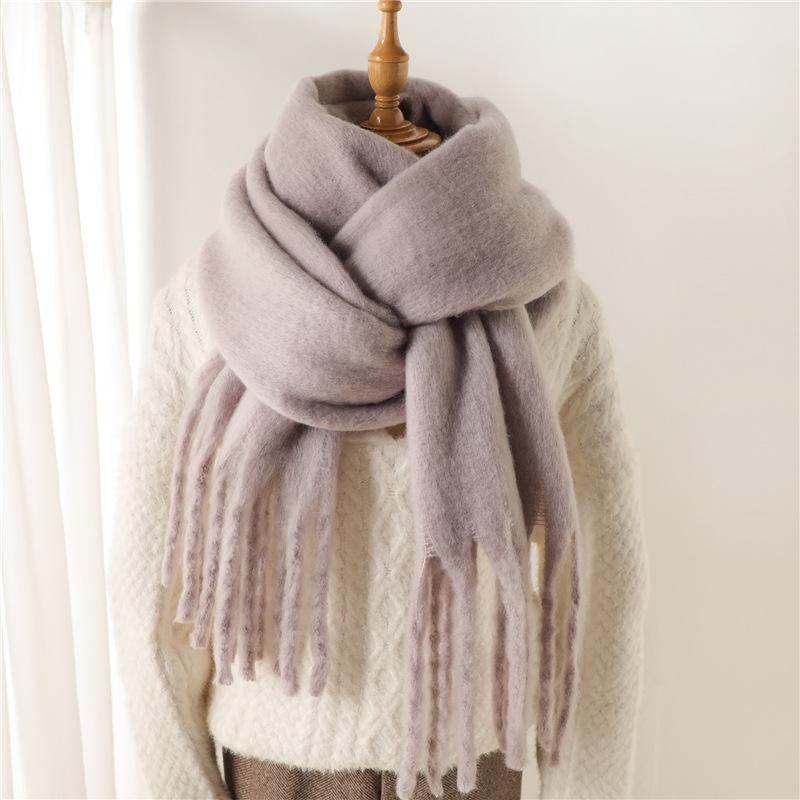 New Winter Scarf Men Women Cashmere Warm Solid Pashmina Blanket Wraps Female Thick Soft Bufanda Tassel Shawl Long Poncho Echarpe