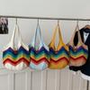 Fashion Rainbow Yarn Women's Shoulder Bag Ethnic Style Knitted Bag Casual Ladies' Backpack Leisure Handbag for Women