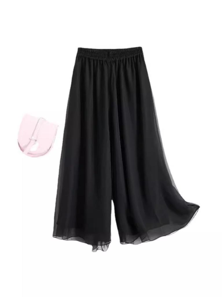 Casual Pants For Women With Metal Silk Fabric And Double Layer Design For Summer Comfort