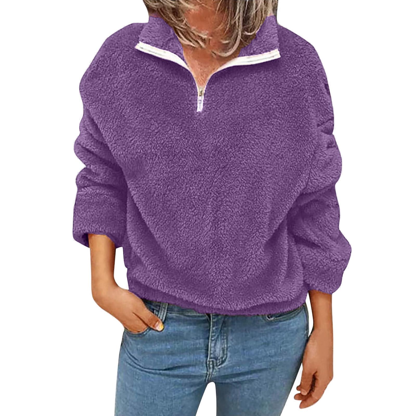 

Модний жіночий повсякденний вільний світшот плюс оксамит двосторонній флісовий топ M