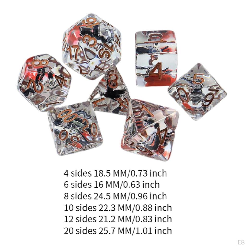 7 Pieces Polyhedral Dices Christmas Dice Party Game Entertainment Toys D20 D12 D10 D8 D6 D4