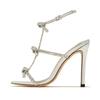 Sandales Femme Eilyken Design Mode Nœud en Cristal Sangle Étroite Escarpins Boucle Mode Bout Ouvert Talons Fins Chaussures