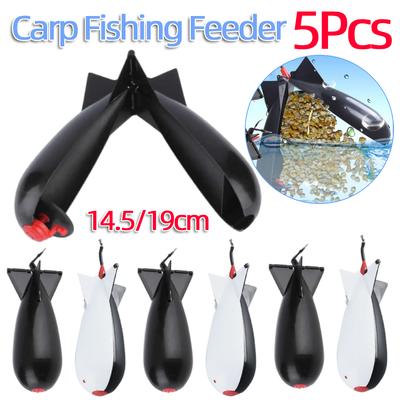 5Pcs Carp Fishing Rocket Feeder Spod Bomb Float Lure Bait Holder Container Spomb Pellet Feeders Position Fishing Accessories